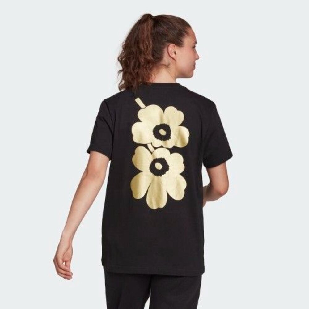 NWT Adidas x Marimekko Gold Unikko Print T-shirt, Medium